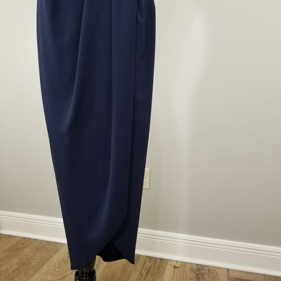 BHLDN Blue Caron Dress Size 2 Womens Sleeveless Crepe V Neck Petal Slit Midi - Picture 8 of 10